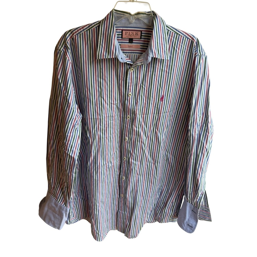 PINK‎ by Thomas Pink Men's Striped Casual Fit Button Down Dress Shirt Large